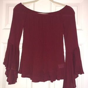 Maroon off the shoulder top